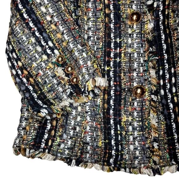 CAbi Paris 3/4 Sleeve Tweed Blazer in Black/Brown/Gold Women’s M - Picture 5 of 9